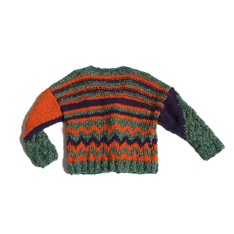 boys hand knitted green wool sweater cardigan