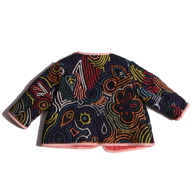 girls reversible corduroy cotton jacket in red and all over print