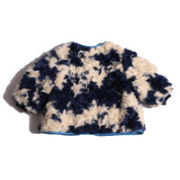 girls blue and white faux fur padded fall coat