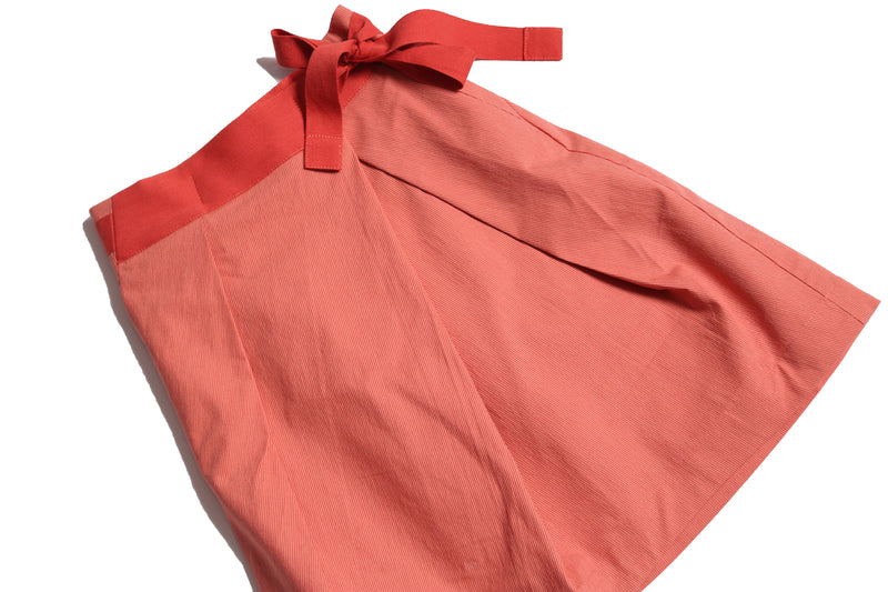 girls red cotton skirt with ribbon tie