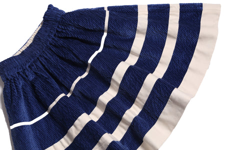 girls blue cotton corduroy skirt with white stripes
