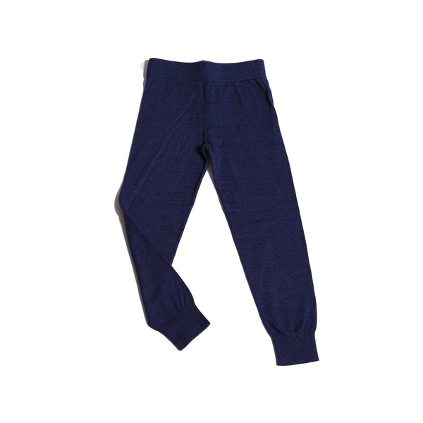 kids blue cotton knit jogger leggings