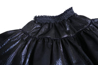 girls skirt with smocked waistband in navy blue shiny polyester fabric