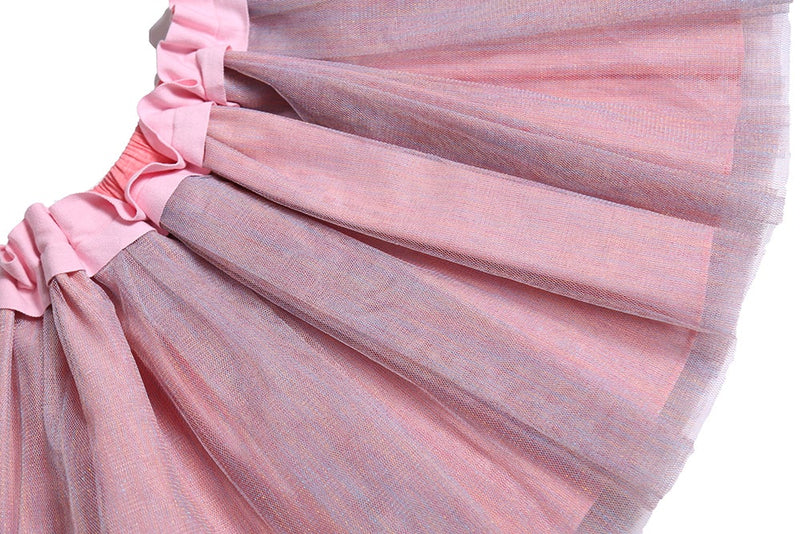 mesh, overlay, skirt, girls, long, lengthened, pink, rainbow, tulle, tutu