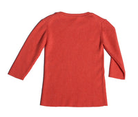 knit tops, unisex, girls, knitwear, coral, soft, cotton yarn, 3/4 sleeve, back