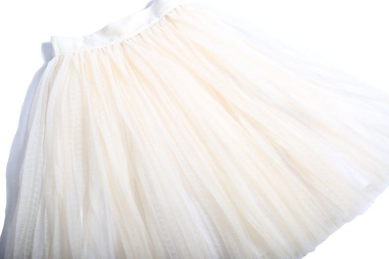 girls white tulle maxi length pleated skirt