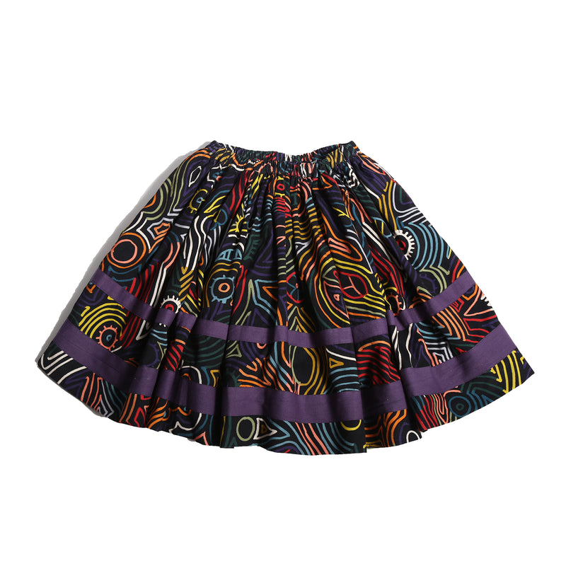 girls cotton corduroy skirt in all over print with purple stripes