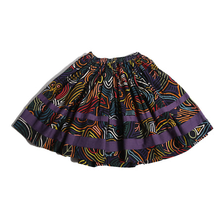 girls cotton corduroy skirt in all over print with purple stripes