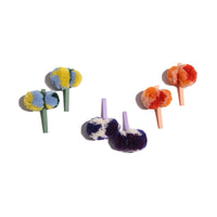 set of 6 hair clips with multicolor pom poms