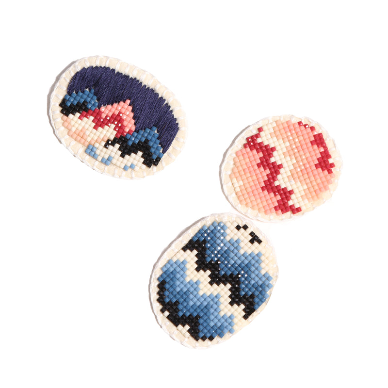 MOUNTAIN GEOMETRIC BEADED BROOCHES (SET OF 3)
