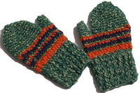 kids green knitted mittens