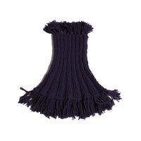 purple hand knit wool slip over shrug with tassels