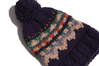 kids purple hand knit wool beanie hat