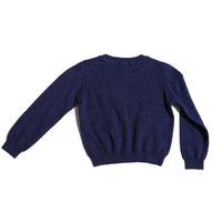 baby knit blue cotton crew neck basic top