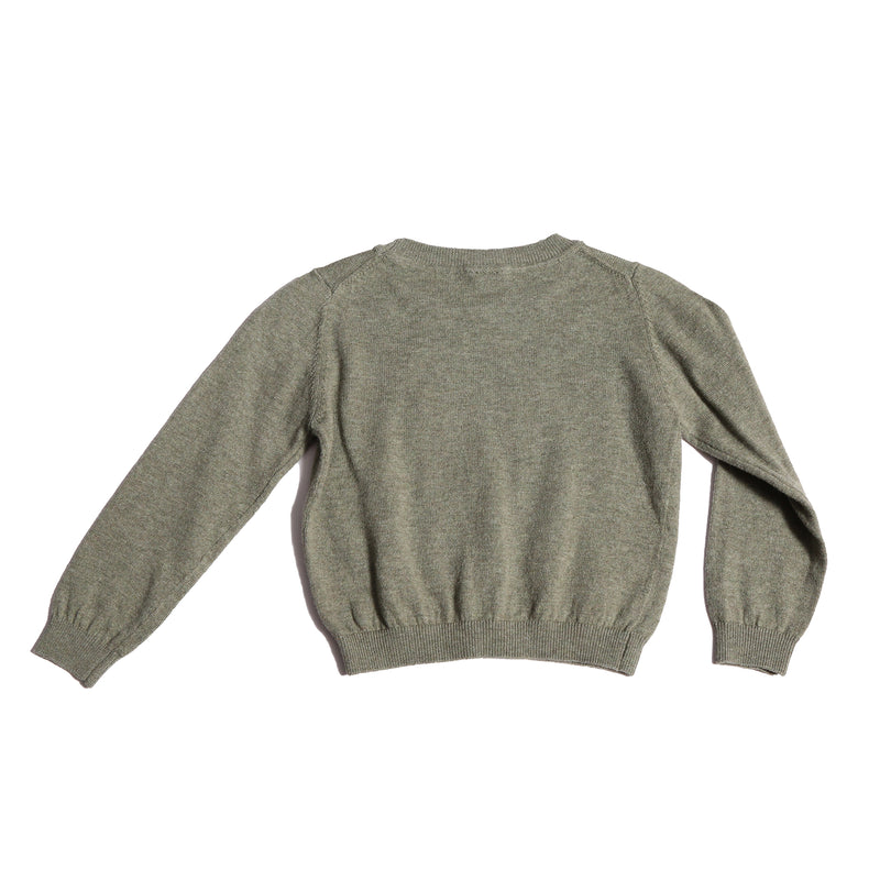 baby knit green cotton crew neck basic top