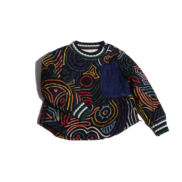 baby padded sweatshirt in fine cotton corduroy with all over print by TiA CiBANi