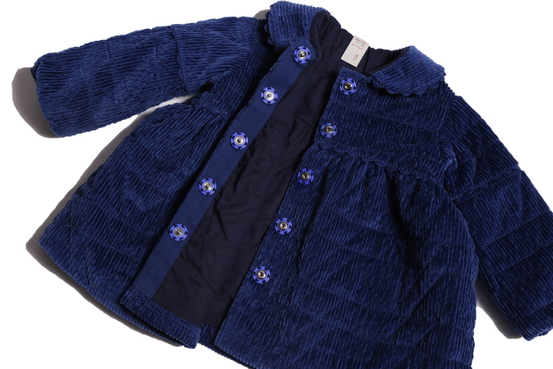 baby girl blue cotton corduroy tufted blouse coat shirt