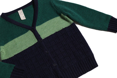boys green and blue knit wool cardigan