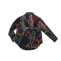 Kids boy snap button down collared top in a fine corduroy fabric with all over print by TiA CiBANi