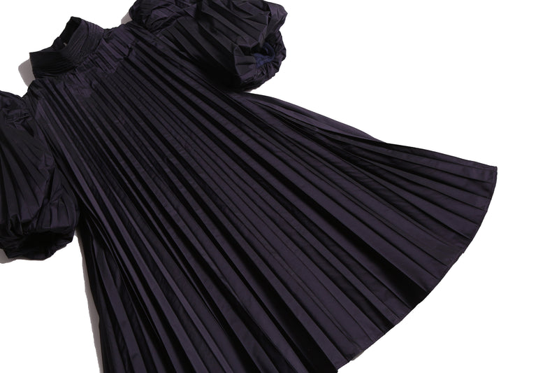 girls dark purple pleated taffeta dress