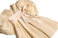 girls white pleated taffeta dress