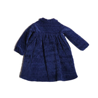 girls blue cotton corduroy tufted coat dress