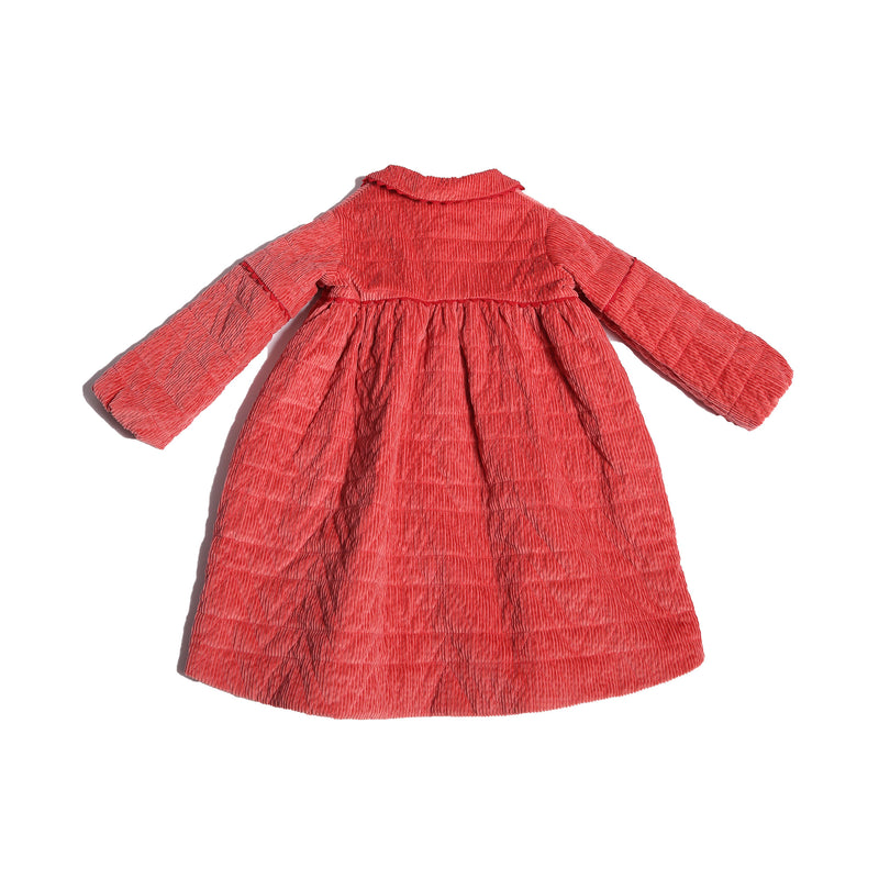 girls red cotton corduroy tufted coat dress