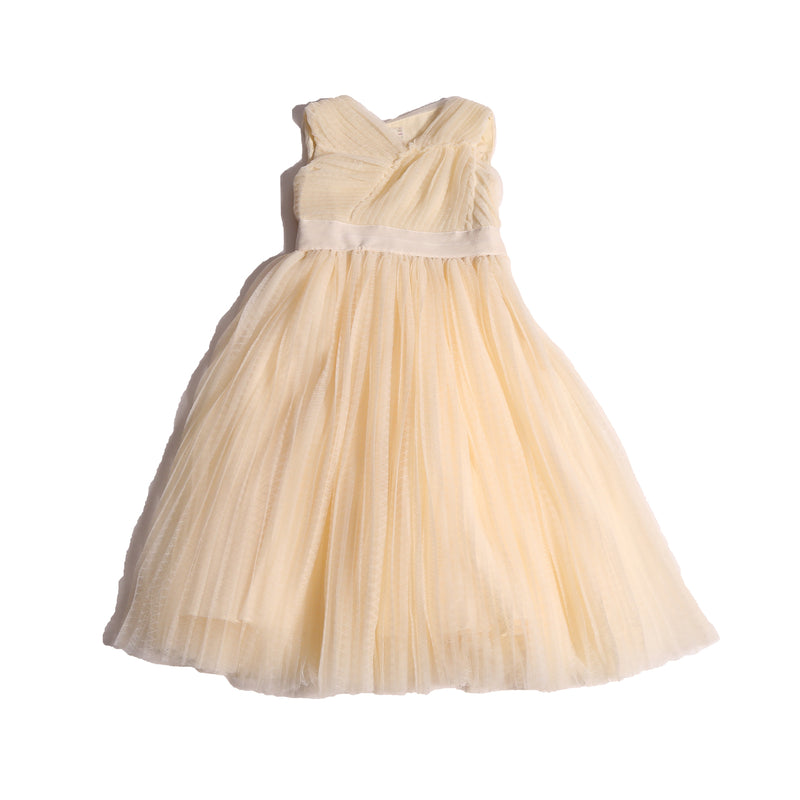 girls white tulle sleeveless gown length dress