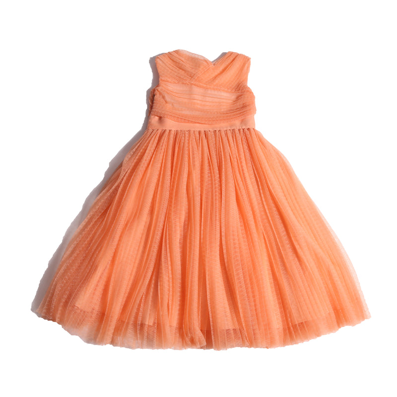 girls orange pink tulle sleeveless gown length dress