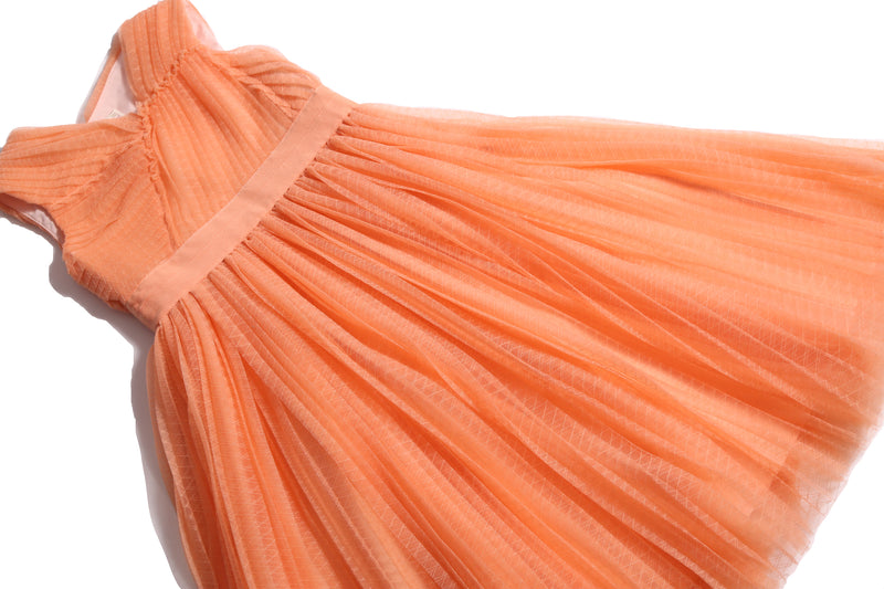 girls orange pink tulle sleeveless gown length dress