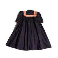 girls dark purple taffeta gown length dress with sleeves