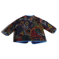 girls reversible corduroy cotton jacket in blue and multicolor print