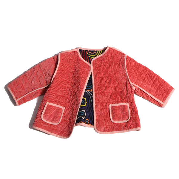 girls reversible corduroy cotton jacket in red