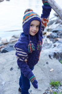 boys hand knitted purple wool pullover sweater