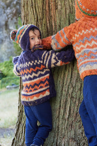 boys hand knitted purple wool pullover sweater