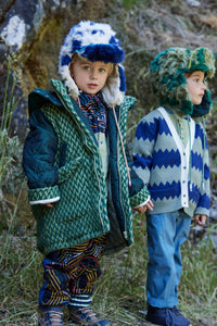boys green wool and taffeta down filled winter parka coat