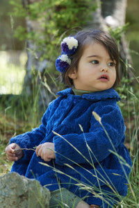 baby girl wearing blue cotton corduroy tufted blouse coat shirt