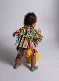 baby, bloomers, rainbow, stripe, print, pattern, ruffle, model photo