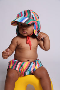 baby, swim, lined, rainbow, bottoms, print, stripes, model photo