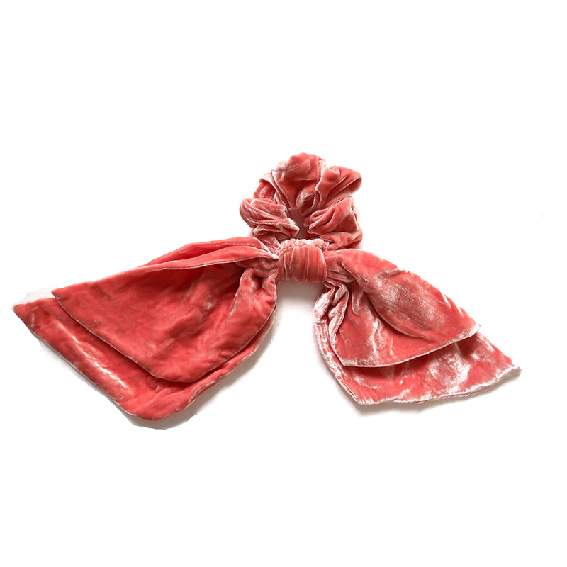 pink silk velvet scrunchie with tassels
