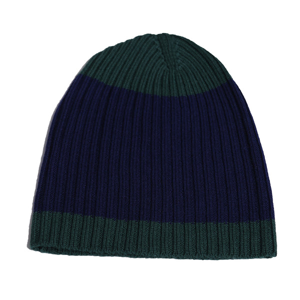 image of knit beanie in blue and green
