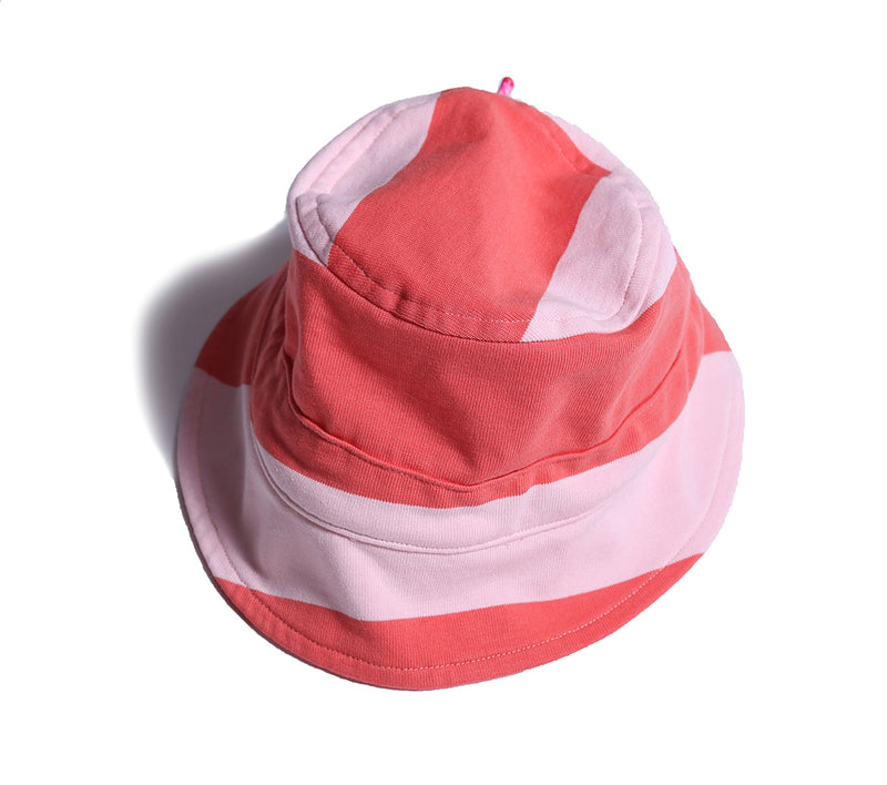 baby hat, stripe, jersey, cinched, pink, red