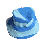 baby hat, stripe, jersey, cinched, blue