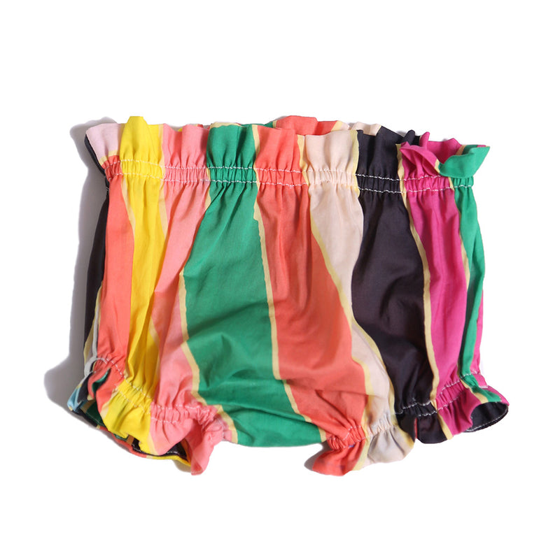 baby bloomers, shorts, ruffle, stripe, rainbow