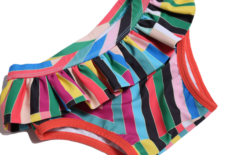 baby, swim, tutu, bottoms, rainbow, print, stripes, detail