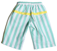 Bermuda shorts, seersucker, elastic waist, stripes, green, white, boys, back