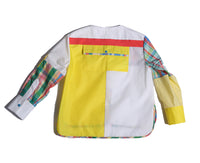 boys henley top, yellow, plaid, patchwork, back