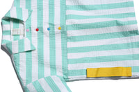 boys, short sleeve, polo shirt, snap buttons, pockets, green, stripes, detail