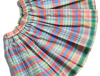 girls, skirt, plaid, rainbow, stripe, elastic waist, unlined, long skirt