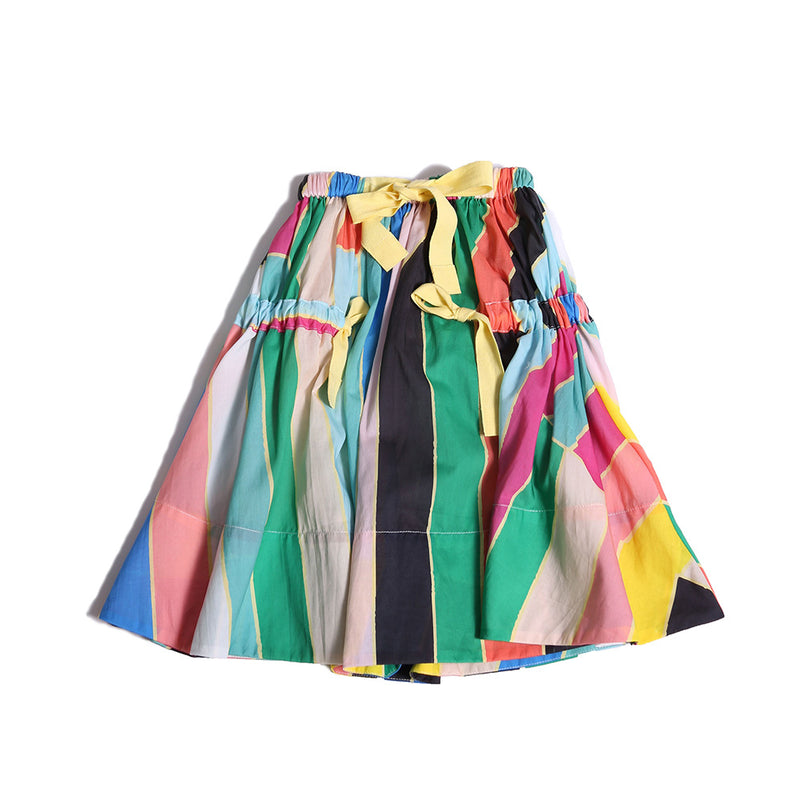 skirt, ribbon, tie, bustled, stripe, girls, knee length, rainbow, yellow